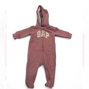 GAP Pink Zipper Hooded One Piece 3/6M